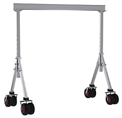 Vestil Aha-4-8-8-Pnu Aluminum Adjustable Height Gantry Crane With Pneumatic Rubber Casters 8 Ft. Wide X 8 Ft. Max Usable Height 4,000 Lb. Capacity Silver