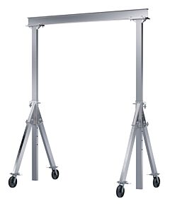 Vestil Aha-4-8-8-Vg Aluminum Adjustable Height Gantry Crane With V-Groove Ductile Steel Casters 8 Ft. Wide X 8 Ft. Max Usable Height 4,000 Lb. Capacity Silver