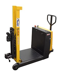 Vestil Drlt-Cb-54-Mdpl Steel Manual Drive Powered Lift Counter Balanced Drum Stacker 12V 52" X 26" X 58" 700 Lb. Capacity, Yellow