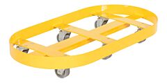 Vestil Drum-X2-30-Ci Steel Double Drum Dolly With Cast Iron Casters 45" X 45" X 39" Two 30 Gallon 19-1/2" X 39-1/2" X 6-1/2" 2000 Lb. Capacity, Yellow