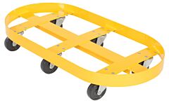 Vestil Drum-X2-30-Hr Steel Double Drum Dolly With Hard Rubber Casters 45" X 45" X 39" Two 30 Gallon 2000 Lb. Capacity, Yellow