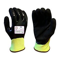 Armor Guys 04-545-M Winter Cut Gloves, Extraflex Hi-Vis Engineered Liner, Black Smooth Nitrile Fully Dipped, Nitrile Foam Palm Dipped, Thumbcrotch Reinforcement, Ansi A5, Size Medium