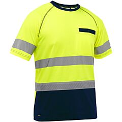 Bisley 312M1118T-Yn/Xl Ansi Type R Class 2 Short Sleeve Navy Bottom T-Shirt, Yellow, Size X-Large