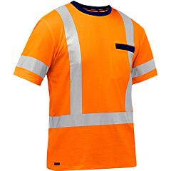 Bisley 313M1118H-O/L Ansi Type R Class 3 Short Sleeve T-Shirt, Orange, Size Large