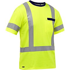 Bisley 313M1118H-Y/L Ansi Type R Class 3 Short Sleeve T-Shirt, Yellow, Size Large