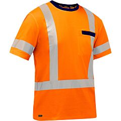 Bisley 313M1118X-O/L Ansi Type R Class 3 X-Back Short Sleeve Shirt, Orange, Size Large