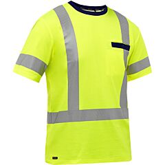 Bisley 313M1118X-Y/S Ansi Type R Class 3 X-Back Short Sleeve Shirt, Yellow, Size Small