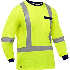 Bisley 313M6118X-Y/5X Ansi Type R Class 3 Csa Z96 X-Back Long Sleeve Shirt, Yellow, Size 5X-Large