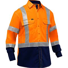 Bisley 313M6491H-On/3X Ansi Type R Class 3 Airflow Button Down Long Sleeve W/ Navy Bottom, Orange, Size 3X-Large