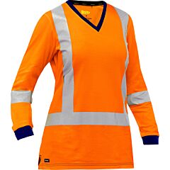 Bisley 313W6118X-O/L Ansi Type R Class 3 Csa Z96 X-Back Women'S Long Sleeve Shirt, Orange, Size Large