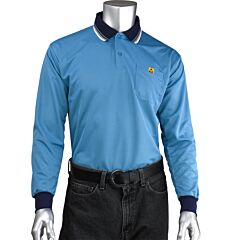 Uniform Technology Bp801Lc-Rb-5Xl Long Sleeve Esd Polo Shirt, Royal, Size 5X-Large