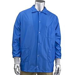 Uniform Technology Br49Ac-47Rb-Xs Statmaster Short Esd Labcoat - Esd Knit Cuff, Royal, Size X-Small