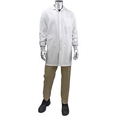 Uniform Technology Br51C-47Wh-2Xl Statmaster Long Esd Labcoat - Esd Knit Cuff, White, Size 2X-Large