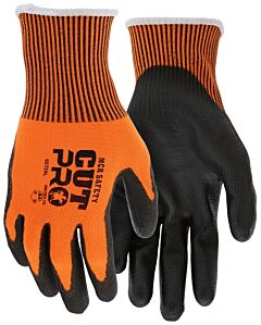 Mcr Safety 92724L Gloves, Cut Pro A4, 13 Gauge, Orange Hppe/Synthyetic Shell, Black Palm/Fingers, Size Large