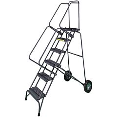 Ballymore Fawl-7X Fold-N-Store Rolling Ladder, 350 Lb Capacity, 7 Step, Expanded Metal Tread