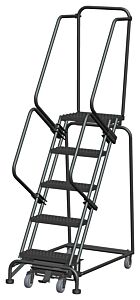 Ballymore Wa053214R Weight Actuated Rolling Safety Ladder, Abrasive Mat Tread, 5 Steps