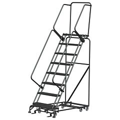 Ballymore Wa082414R Weight Actuated Rolling Safety Ladder, Abrasive Mat Tread, 8 Steps
