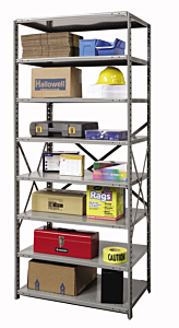 Hallowell 4513-12 Open Shelving, 36" W X 12" D X 87" H, Starter Unit, 8 Shelves, 500 Lb. Per Shelf Capacity