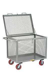Little Giant Btxl3048-6Py Expanded Metal Box Truck With Hinged Lid, 30"W X 48"L, 2000 Lb Capacity