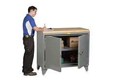 Little Giant Mj3-Ll-2D-2448 Counter Height Bench Cabinet With Welded Center Shelf, 42.75"H X 24"D X 48"W, 2000 Lb Capacity