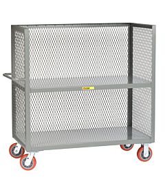 Little Giant T2-3048-6Py 3-Sided Shelf Trucks; Mesh Sides, 30"W X 48"L, 3600 Lb Capacity
