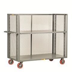 Little Giant T2-A-3048-6Py 3-Sided Adjustable Shelf Trucks; Mesh Sides, 30"W X 48"L, 3600 Lb Capacity