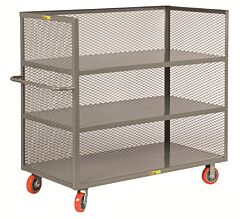 Little Giant T3-2448-6Py 3-Sided Shelf Trucks; Mesh Sides, 24"W X 48"L, 3600 Lb Capacity
