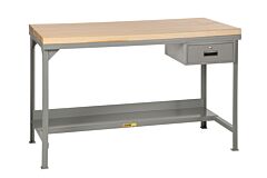 Little Giant Wsj2-2448-36-Dr Welded Steel Workbenches With Butcher Block Tops, 37.75"H X 24"D X 48"W, 3000 Lb Capacity