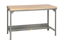 Little Giant Wsj2-3048-36 Welded Steel Workbenches With Butcher Block Tops, 37.75"H X 30"D X 48"W, 3000 Lb Capacity