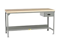 Little Giant Wsj2-3072-36-Dr Welded Steel Workbenches With Butcher Block Tops, 37.75"H X 30"D X 72"W, 3000 Lb Capacity