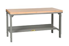 Little Giant Wsj2-3072-Ah Welded Steel Workbenches With Butcher Block Tops, 28.75" To 42.75"H X 30"D X 72"W, 3000 Lb Capacity