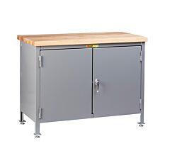 Little Giant Wtc-2D-2448-Ll Work Center Cabinet With Butcher Block Top, 37" To 40"H X 24"D X 48"W, 2000 Lb Capacity