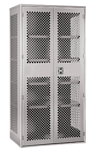 Pucel Enterprises Hdsc-3684-19-4-Perf Extra Heavy Duty Storage Cabinet With Perforated Doors And Sides, 36" W X 84" H X 19" D, 4 Shelves