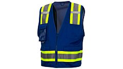 Pyramex Rvz24Cp Safety Vest, Clear Front Pocket, Blue, Size 5X-Large