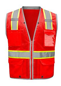 Gss Safety 1712 Non-Ansi Enhanced Visibility Hype-Lite Safety Vest, Hi-Vis Red, Size Large/X-Large
