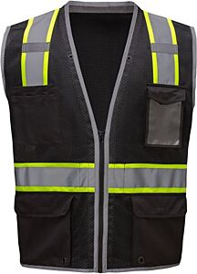 Gss Safety 1715 Non-Ansi Enhanced Visibility Hype-Lite Safety Vest, Black, Size 2X/3X-Large