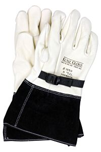 Kunz 1050-5Frbl*8.5 Arc Rated, Made In The Usa, Cow Protector 14" Black Leather Cuff, Cream, Size 8.5