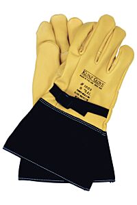 Kunz 1005-7Frbl*9.5 Arc Rated, Made In The Usa, Goat Protector 16" Black Leather Cuff, Cream Tan, Size 9.5