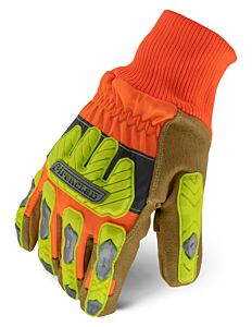Ironclad Iex-Hvip5-03-M Insulated Leather Gloves, Cut A6, Tpr Impact Protection, Hi-Viz Orange & Yellow, Size Medium