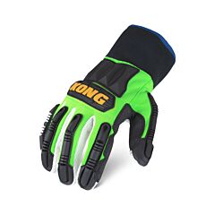 Ironclad Kccpw-04-L Kong Cotton Corded Waterproof Gloves, Impact Protection, Black & Green, Size Large