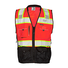 Kishigo S5702 Premium Black Series Surveyors Vest, Fluorescent Red
