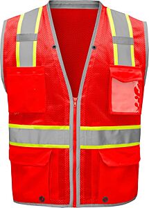 Gss Safety 1712 Non-Ansi Enhanced Visibility Hype-Lite Safety Vest, Hi-Vis Red
