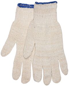 Mcr Safety 9635L String Knit Gloves, Regular Weight, Cotton/Polyester, Natural, Hemmed, Size Large