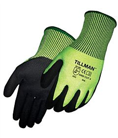 Tillman 954L Cut Resist Gloves Ce4 Sandy Nitrile Palm, Lge Green