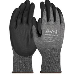 G-Tek 16-328/M Seamless Knit Polykor® Blended Gloves With Nitrile Coated Foam Grip On Palm & Fingers - Touchscreen Compatible, Gray, Size Medium