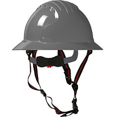 Jsp 280-Ev6161-Ch-40 Full Brim Safety Helmet With Hdpe Shell, 4-Point Chinstrap, 6-Point Suspension And Wheel Ratchet Adjustment, Gray, Size One Size