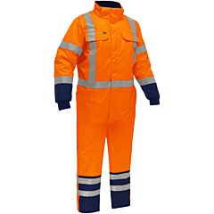 Bisley 344M6453X-Ornv/4X Ansi Type R Class 3 Extreme Cold Coverall With X-Back, Hi-Vis Orange, Size 4X-Large