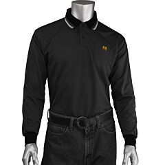 Uniform Technology Bp801Lc-Bk-4Xl Long Sleeve Esd Polo Shirt, Black, Size 4X-Large
