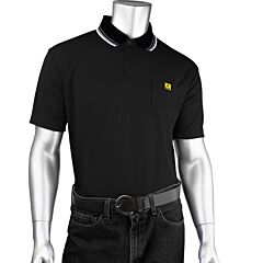 Uniform Technology Bp801Sc-Bk-L Short Sleeve Esd Polo Shirt, Black, Size Large