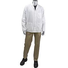 Uniform Technology Br16-45Wh-5Xl Staticon Short Esd Labcoat, White, Size 5X-Large